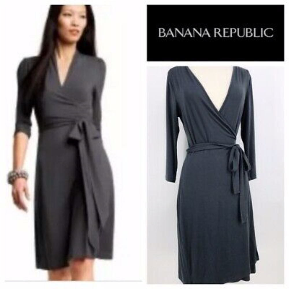 Banana Republic Gray Midi Dress